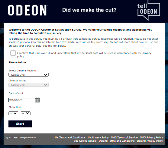  ODEON-Customer-Survey-Homepage-at-www.Tellodeon.com
